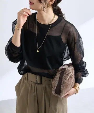 새상품 블랙 RIVE DROITE 오버숄더 시어 니트