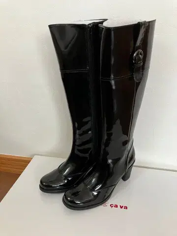 cava cava 에나멜 롱 부츠 블랙