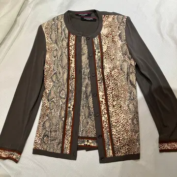 LEONARD 레오파드 무늬 긴팔 가디건 사이즈 38 트윈 세트