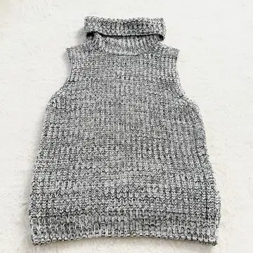 미사용 새상품 클리어 임프레션 니트 베스트 하이넥 울 혼방 M