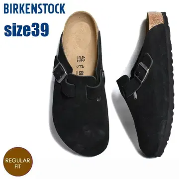 새상품급 BIRKENSTOCK 보스턴 39 블랙 스웨이드 가죽