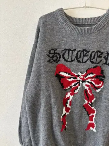 jouetie 리본 니트 그레이