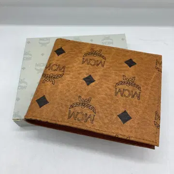 MCM 접이식 지갑 가죽 브라운 지갑 박스 포함