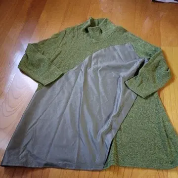 그린 비대칭 튜닉 오부 소매