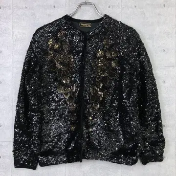 마츠리카 쇼와 레트로 구제 의류 스팽글 비즈 자수 자켓