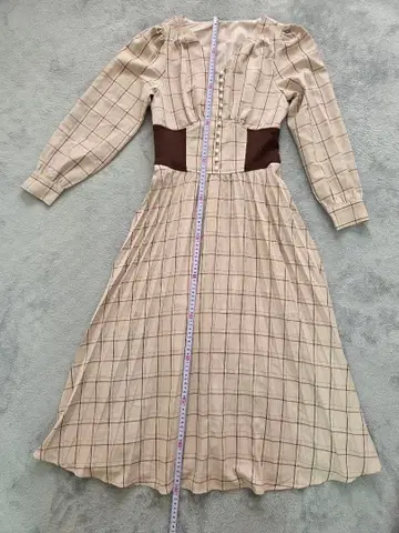 toccoCloset 체크 무늬 긴팔 원피스