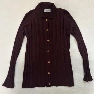 브렌다 애쉬 버건디 폴로 니트 리브 니트 이탈리아제