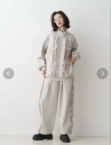 jouetie 배럴 레그 프릴 트랙 팬츠 저지