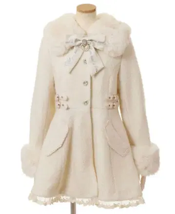 비쥬 리본 미니 기장 A라인 코트 화이트 LIZLISA 리즈리사