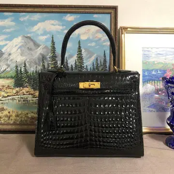 새상품 블랙 악어 가죽 켈리 백