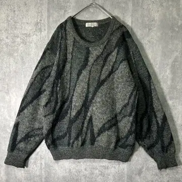 시부 디자인 일본제 빈티지 올 패턴 니트 스웨터 그레이