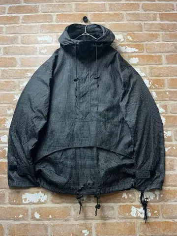 00s 아노락 후드티 체크 무늬 블랙 y2k 나일론 자켓 구제 의류
