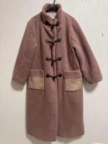 [ 새상품급 ] MIIA 미아 보아 더플 코트 롱 기장 핑크 브라운 계열