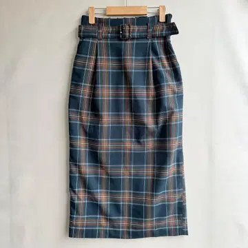 로리즈팜 여성용 체크 롱 스커트 M 그린