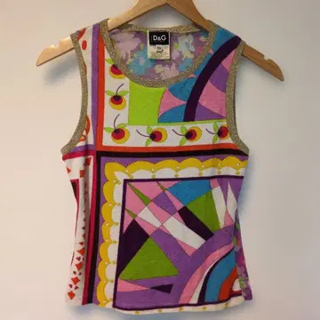 D&G 레트로 패턴 슬리브리스 상의 XS