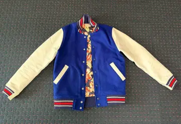 DELUXE 바시티 자켓 극세 천연 가죽 암 디럭스