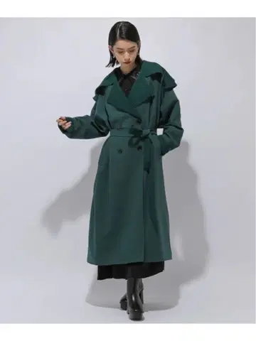 HARE 빅 칼라 하이 쇼크 다크 그린 롱 코트