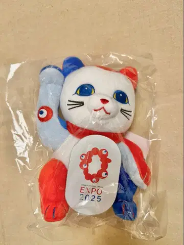 마네키네코 봉제 인형 오사카 간사이 만박 높이 17cm 로고 엠블럼