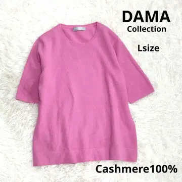 새상품급 DAMA Collection 캐시미어 1 반팔 니트 L 핑크