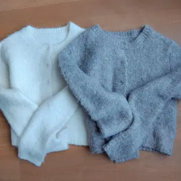 울 혼방 모헤어 터치 숏 기장 니트 가디건