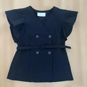 JILL by JILLSTUART 네이비 더블 버튼 반팔 셔츠