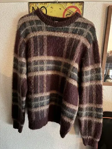 SHIPS 보르도 그레이 블루 체크 니트