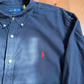 새상품급 랄프 로렌 무지 긴팔 셔츠 네이비 2XL Slim Fit