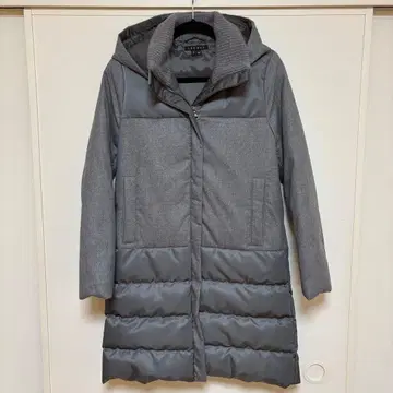 theory 후드 부착 그레이 다운 코트