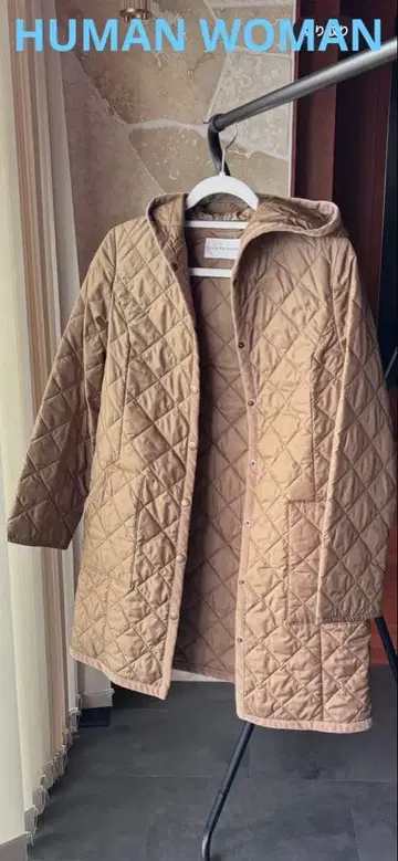 HUMAN WOMAN 퀼팅 코트 후드 부착