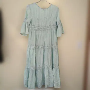 민트 그린 플레어 슬리브 롱 원피스 인도산