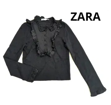 ZARA 콤비네이션 스트레치 리브 코튼 프릴 상의