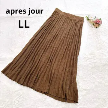 아프레 주르 플리츠 니트 롱 스커트 LL 브라운 허리밴딩