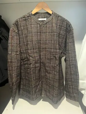 저널 스탠다드 남성용 자켓 노카라 자켓 체크 무늬