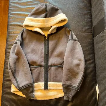 나곤스탠스 그레이 플리스 집업 후드 부착 자켓