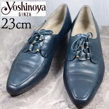 긴자 요시노야 23 펌프스 가죽 레이스업 네이비 가죽 신발