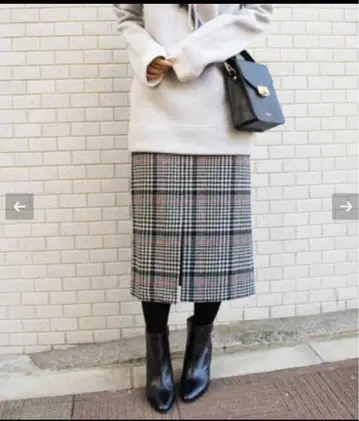 Spick&Span W 포켓 모노톤 체크 스커트