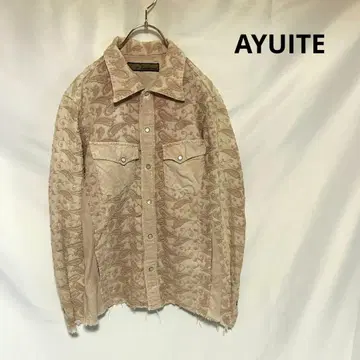 [] 긴팔 셔츠 페이즐리 무늬 자수 컷오프 데미지 가공