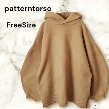 패턴 토르소 볼륨 슬리브 니트 후드티 오버 사이즈