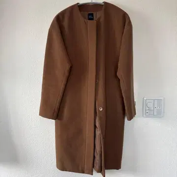 Urban Research 브라운 롱 코트 노카라 코트