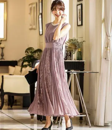 [ 새상품급 ] 레이스 절개 롱 원피스 파티 드레스 M 사이즈