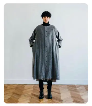 nest Robe 울 린넨 텐트 라인 코트 원피스