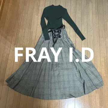 FRAYID 원피스 체크 니트 그린