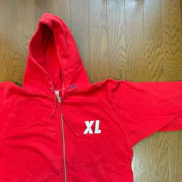 X-LARGE 빨간색 지퍼 달린 후드티