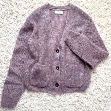 컨디션 최상 enrica 엔리카 샤기 니트 가디건 모헤어 퍼플