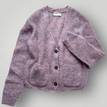 컨디션 최상 enrica 엔리카 샤기 니트 가디건 모헤어 퍼플