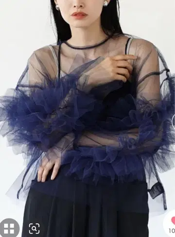 MIMIMEMETE 네이비 프릴 긴팔 상의 F