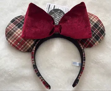 체크 무늬 리본 머리띠