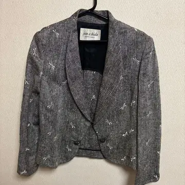 진 아키다 준 아시 다 그레이 자수 테일러드 자켓