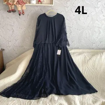 새상품*빅 사이즈 4L*페미닌 다크 네이비 롱 원피스 세레모니