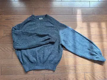 H Beauty&Youth 그레이 라운드넥 긴팔 캐시미어 혼방 스웨터